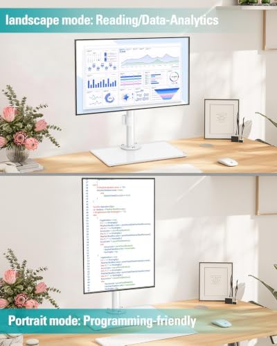 MOUNT PRO Single Monitor Stand Fits Max 32 inch Screen, Free-Standing Computer Desk Stand, Display Mount with Height Adjustable, Swivel, Tilt, Rotation, VESA Monitor Stand 100x100, White - Image 7
