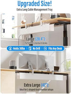 [Upgraded] Large Under Desk Cable Management Tray, Cinati Cable Management Under Desk No Drill, 42" Fabric Cord Hider for Wire Organizer, Cord Organizer for Office, Home - Supports Up to 30lbs White - Image 4
