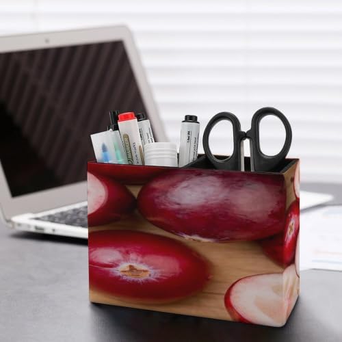 PU Leather Multi-Compartment Pen Holder Desktop Organizer Pencil Cup Storage Caddy for Office Home Supplies Closeup of A Pile of Cranberry Halfs And Full Berries Horizontal Image - Image 5