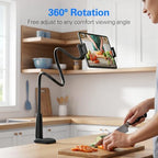 MAGIPEA Gooseneck Tablet Holder for Bed, 34in Reinforced Flexible Arm Tablet Stand with 360° Rotation, Hands-Free Clamp Mount for 4.7–13" iPad, Kindle, Galaxy Tab, Switch - Image 5