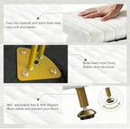 Small Foot Stool with Storage & Gold Metal Legs, Small Ottoman Foot Rest Under Desk for Couch, Chair, White Furry with High-Density Resilient Sponge - Image 6