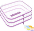 3 Pack Extra Large Clear Hard Shell Zipper Case with Labels, Purple by OrgEase