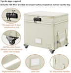 DocSafe Fireproof Document Box with Lock,2-Layer File Box with Wheels,Collapsible File Storage Organizer with Pockets,Large Portable Office Filing Cabinet for Hanging Folders,Beige,16''x13.8''x12.2'' - Image 5