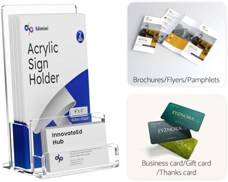 HIIMIEI Brochure and Business Card Holder: Acrylic Flyer Holder 5.5 x 8.5 - Image 3