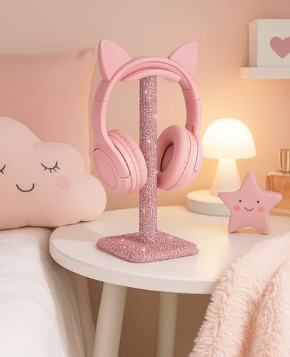 Pink Headphone Stand for Desk, Cute Rhinestone Bling Headset Holder - Image 6