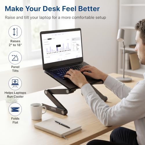 Uncaged Ergonomics WorkEZ Laptop Stand for Desk and Bed, Lap Desk, XL-Black - Image 6