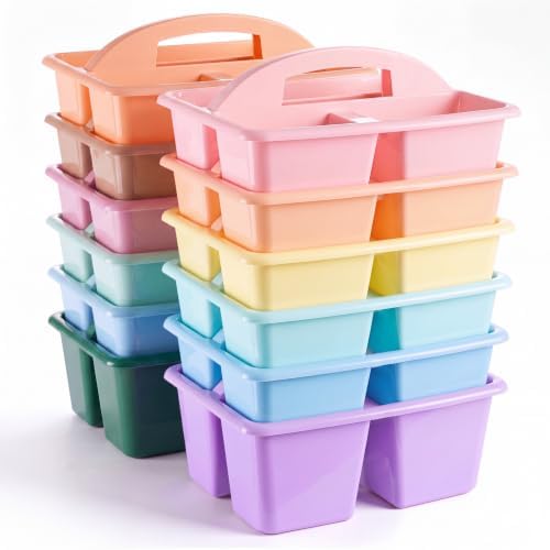 Kathfly 12 Pack Classroom Caddy Organizer with Handle Bulk, Mixed Color 1 by Kathfly