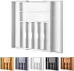 Large Premium Bamboo Silverware Organizer - Expandable Drawer Organizer & Utensil Organizer - 17"x19.7" Cutlery Tray with Dividers for Kitchen Utensils and Flatware (7-9 Slots) (White) by oridom