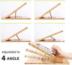 ELETIUO Tablet Desktop Stand Height Adjustable,Foldable Bamboo Drawing Ipad Holder,Multi-Angle Portable Stand Organizer,Compatible with 12.9 inch ipad pro 3rd/4th Gen - Image 4