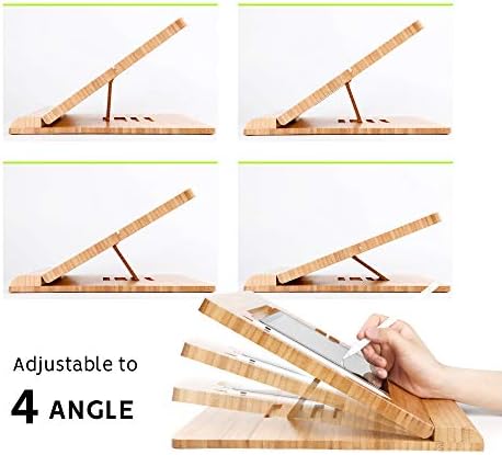 ELETIUO Tablet Desktop Stand Height Adjustable,Foldable Bamboo Drawing Ipad Holder,Multi-Angle Portable Stand Organizer,Compatible with 12.9 inch ipad pro 3rd/4th Gen - Image 4