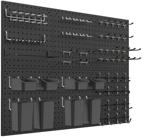 Peg Board Kit, Includes Pegboard and Accessories,with Hooks and Bins,Peg Board Wall Organizer for Office,Ornaments Display,Crafts Organization (129, Black) by Daanxw