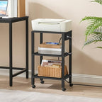 HOOBRO 3-Tier Printer Stand with Charging Station, Under Desk Printer Table, Printer Cart with Storage Shelves, Shelf for Small Spaces, for Home Office, Black BK63UPS01 - Image 4
