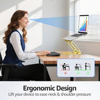 Urmust Adjustable Laptop Stand for Desk, 10-15.6“ Laptop Riser, Gold - Image 3