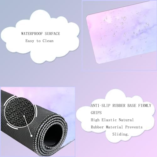 Cloud Mouse Pad and Keyboard Wrist Rest 4PCS Extended Large Desk Mat Pad Set Memory Foam Non-Slip Ergonomic Gaming Mouse Pad Wrist Support for Computer Laptop Home Office Cute Pink Blue Sky - Image 3