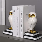Book Ends for Shelves, Owl Decorative Bookends Bronze Bird Book Stopper Unique Kids Book Holders with Anti-Slip Base Luxurious Bookends for Kids Rooms Office Home Decor(White) - Image 3