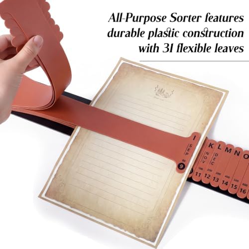 PerKoop 1 Set Plastic Document Sorter Alphabetical Sorter, Brown - Image 5