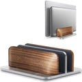 LOXP Vertical Laptop Stand, Dual Slot Wooden + Aluminum Laptop Holder by LOXP