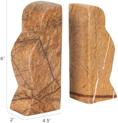 Creative Co-Op Decorative Marble Wave Bookends, Forest Brown - Image 2