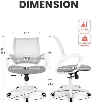 NEO CHAIR Office Computer Chair Ergonomic Mid-Back Mesh Desk Chair, Grey - Image 3