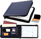 2Fold Zippered Business Checkbook Binder - 7 Ring Binder for Business Checks with Built-in Organizer and Card Case - PU Leather Portfolio for up to 600 3-Up Checks (Blue) by 2Fold