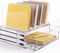 Acrylic Desk Organizer with Drawers, Paper Organizer for Desk, Vertical File Organizer with 4 File Slots, Clear Desktop Office Organizer for Papers, Files & School Supplies by Unknown