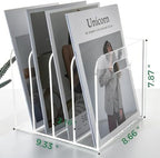 4 Vertical Compartments File Holder, Clear Acrylic Desk Organizer and Storage Bins Holding for Magazines, Binders, Notebooks, Envelopes, Multi-purpose Document Organizer for Home Office - Image 2