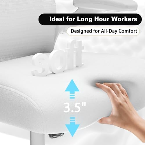 Ergonomic Home Office Chair, 4-Way Lumbar, Thick Cushion, 330LBS - Image 4