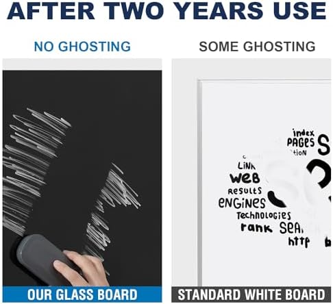 TSJ OFFICE White Board for Wall - 36" x 24" Black Glass Board 3 X 2 FT - Image 5