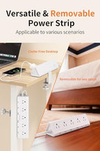 AnnTane Desk Clamp Power Strip USBC, 40W Fast Charging, 10 Ft, White - Image 5