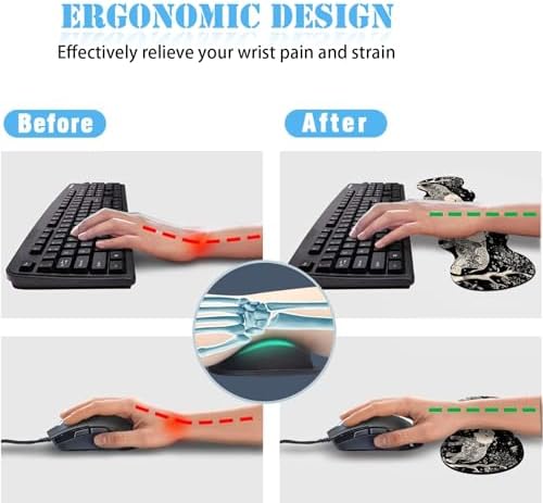 Keyboard Wrist Rest+Mouse Wrist Pad+Desk Pad Set,Memory Foam Ergonomic Easy Typing Pain Relief for Computer Laptop Office Home - Cute Elephant - Image 3