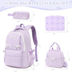 4PCS Bow Backpack for Girls with Leakproof Bento Box - Image 2