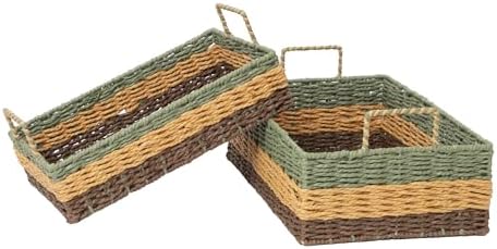 Colorful Woven Rectangle Storage Basket for Shelves&Organization by QingtuHome