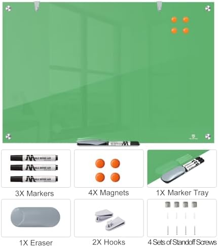 TSJ OFFICE White Board for Wall - 36" x 24" Green Glass Board 3 X 2 FT - Image 4