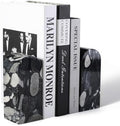 Koville Luxury Marble Bookends for Shelves, Decorative Stone Book Ends, 7lbs Heavy-Duty Marble Book Holders, Bookshelf Apartment Decor for Normal Books/CD/Video Games by Koville