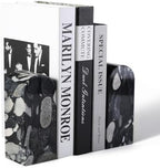 Koville Luxury Marble Bookends for Shelves, Decorative Stone Book Ends, 7lbs Heavy-Duty Marble Book Holders, Bookshelf Apartment Decor for Normal Books/CD/Video Games by Koville