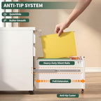 3 Drawer White File Cabinet with Lock, Rolling Under Desk Cabinet - Image 4