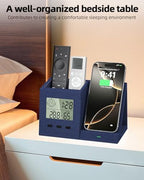 Desk Organizer with Wireless Charger, Digital Clock, Thermometer & Hygrometer - Multi-Functional Pencil Holder, Office Desk Accessories Storage Caddy for Home, Office, Men, Women (Battery Included) - Image 4