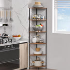 6 Tier Corner Plant Stand Shelf, 54.4", Rustic Brown - Image 2