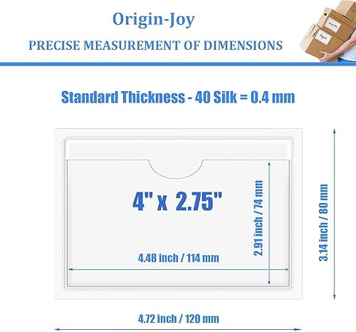 Origin-Joy 35 PCS Self Adhesive Index Card Pockets with Top Open, Clear Plastic Label Holder for Cards of Note, Library and Business, Adhesive Label Pockets & Card Holder (4 x 2.75 inch) - Image 2