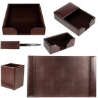 Dacasso Dark Brown Bonded Leather Luxury 6 Piece Desk Set - Blotter Pad & Desk Organization Essentials - Executive Decor and Surface Protector - Image 3