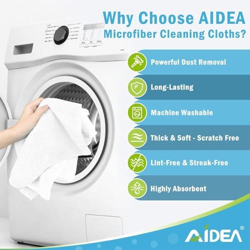 AIDEA Microfiber Cleaning Cloth White-400PK, Soft Microfiber Towels for Cars, Absorbent Cleaning Rags, Lint-Free Streak-Free Wash Cloths for House, Kitchen, Window,11.5"×11.5" - Image 3