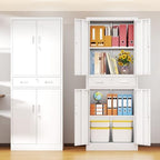BESFUR Metal Storage Cabinet with 1 Drawer and Adjustable Shelves, 71" H Reinforced Heavy Duty Locking Storage Cabinet for Office, Garage, Home, School, Utility(White) - Image 4