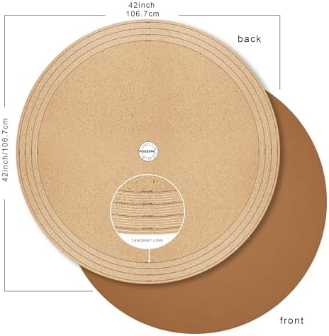MAIDERN 42 Inch Round Cork & Leather Table Pad Protector, Cuttable Size (36-42 Inch), Trimmable Dining Table Mat, Heat Resistant/Non-Slip Table Cover for Kitchen, Office, or Restauran (Brown) - Image 2