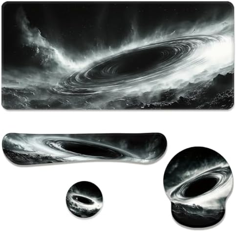 Black Hole Desk Mat Set Space Galaxy Art Large Mouse Pad with Wrist Rest 4in1 Desk Mat for Desktop Ergonomic Keyboard Wrist Support Anti-Slip Computer Ergonomic Mouse Pad Home Office Gaming by Unknown