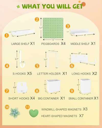 Metal Pegboard Combination Kit 4 Pack Peg Board and 26 Accessories - Image 4