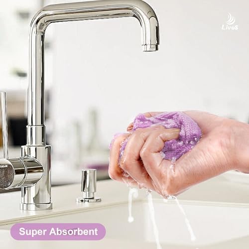 LIVOS Microfiber Cleaning Cloth Roll - 80 Pack, Reusable Paper Towels Purple Tear Away Towels, Microfiber Towels for Cars, Super Absorbent Lint Free Cleaning Rags for House,Kitchen,Window-11.5"x11.5" - Image 6