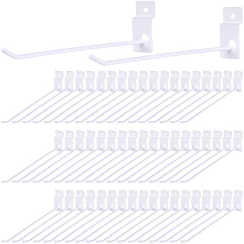 Moxweyeni 100 Pack Slatwall Hooks for Retail Garage Metal,7.8 Inch,White by Moxweyeni