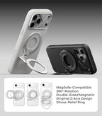 Aulumu G09 Magnetic Ring Grip | Omnidirectional Rotation | MagSafe Compatible | Aluminium Alloy Construction | Stable Dual-Sided Magnetic Attachment | Includes Handle Ring Phone Stand- Silver - Image 2