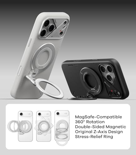 Aulumu G09 Magnetic Ring Grip | Omnidirectional Rotation | MagSafe Compatible | Aluminium Alloy Construction | Stable Dual-Sided Magnetic Attachment | Includes Handle Ring Phone Stand- Silver - Image 2