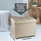ALASDO Ottoman Storage Ottoman Footrest Stool Foldable Foot Rest Footstool Bench for Living Room 17x13x13inches Beige - Image 3